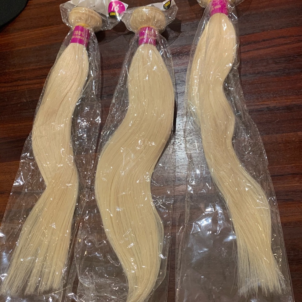 Blonde 16” 100% virgin human hair